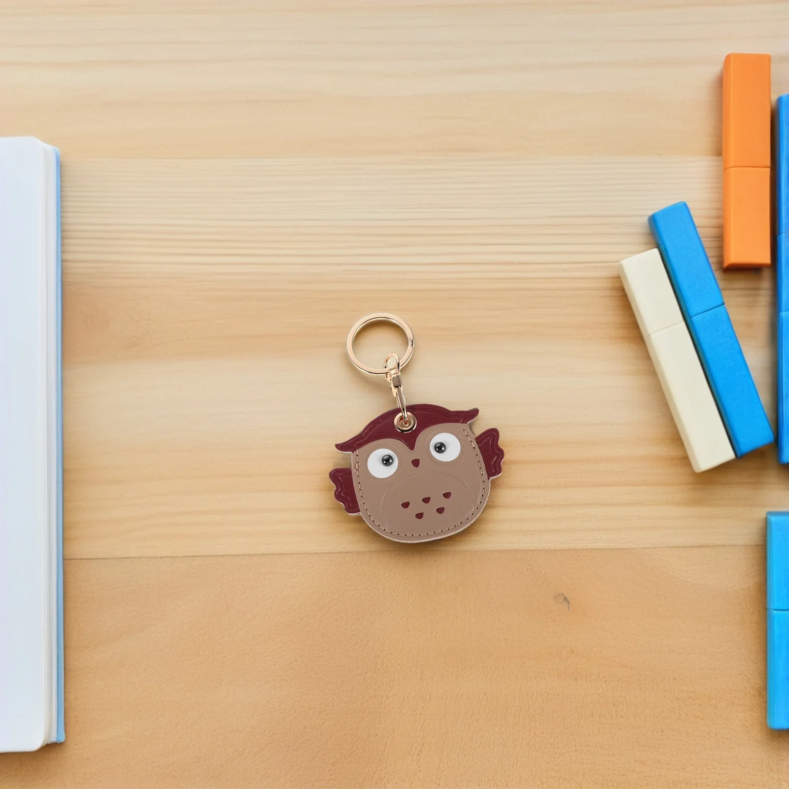 

2pcs Owl Keychain Cute Cartoon Design Sturdy PU Key Holder Scratch Proof for Bags Backpacks Decorative Accessories Animal