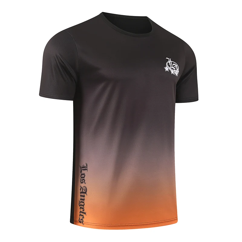 Men's Short Sleeved Summer Gradient T-Shirt With Multi-Color Printing For Sports And Leisure Daily Quick Drying Comfortable