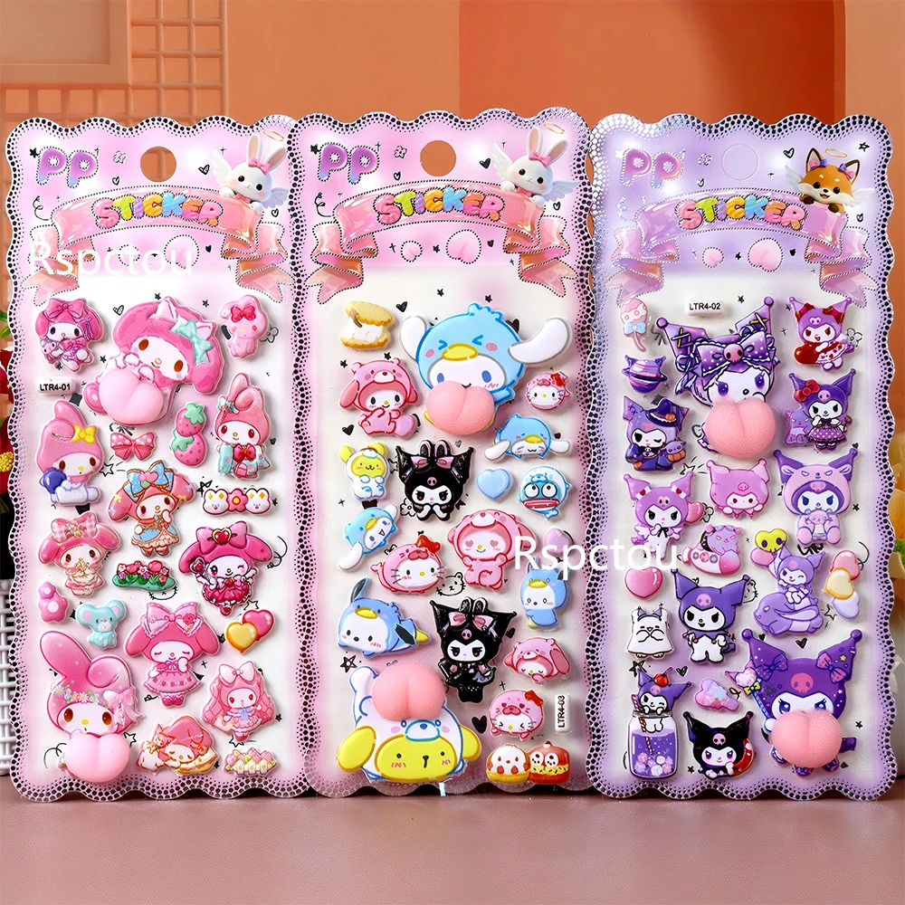 

Funny Sanrio Happy Buttocks Stickers Kuromi Melody Creative Soft Pinched Decompression Toy Decal for Phone Notebook Laptop Diary