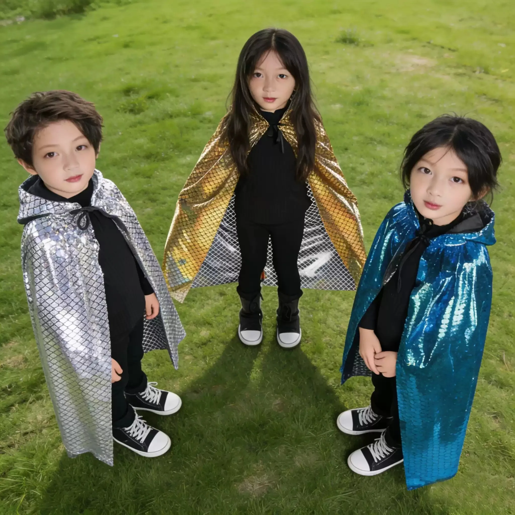 

Halloween Dinosaur Robe Children's Performance Costume Little Dinosaur Gold Stamp Hooded Cloak for Party Role-playing