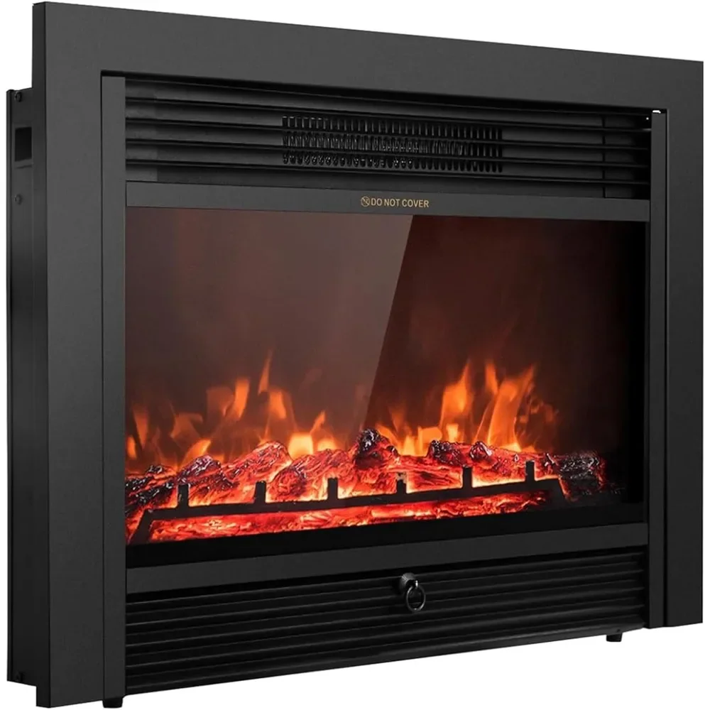 

28.5" Electric Fireplace Insert, Wall Recessed/Mounted, Freestanding Fireplace with Remote Control, 3 Color Adjustable Flame