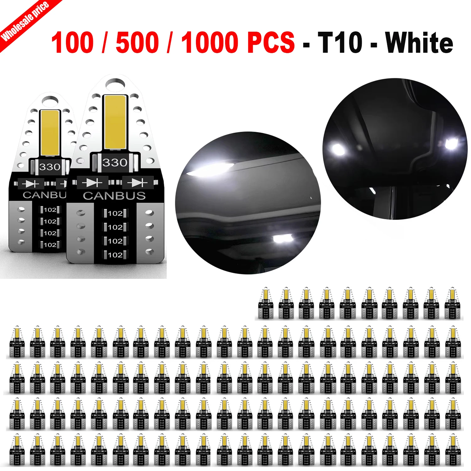 100 / 500 / 1000 pieces Canbus T10 W5W 194 168 175 2825 158 LED Parking Light Bulb No Error Wholesale For Lada Vesta Niva Priora