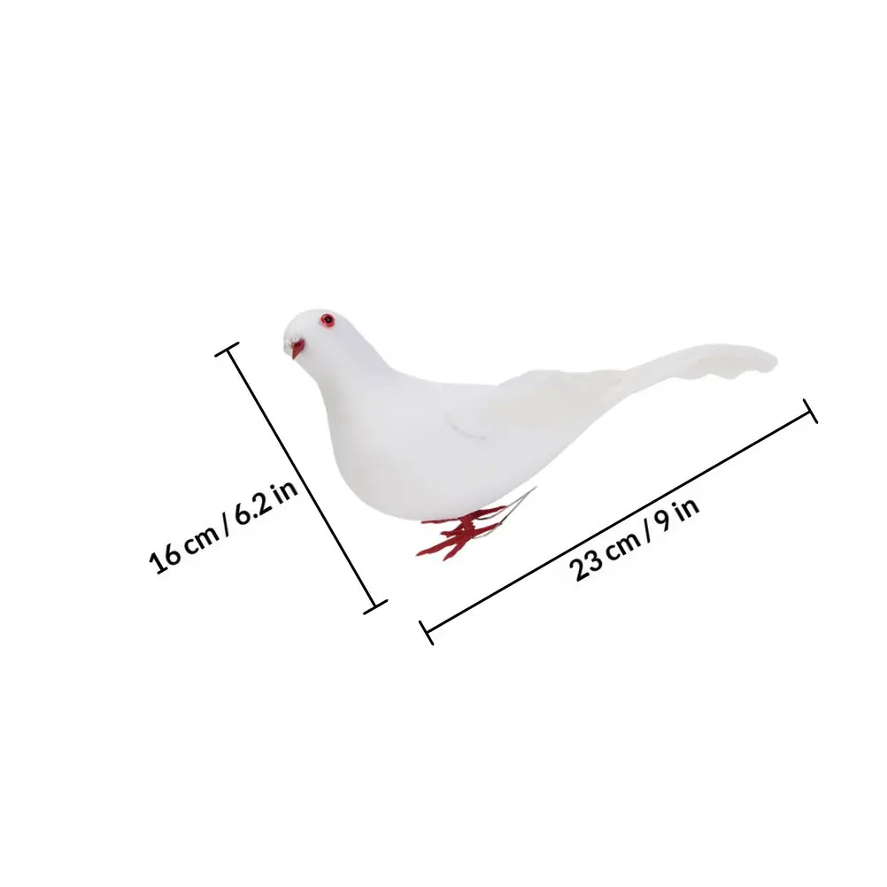 4Pcs Lifelike Peace Dove Ornament Simulation Decorative Pigeon Outdoor Garden Prop Christmas Tree Window Display