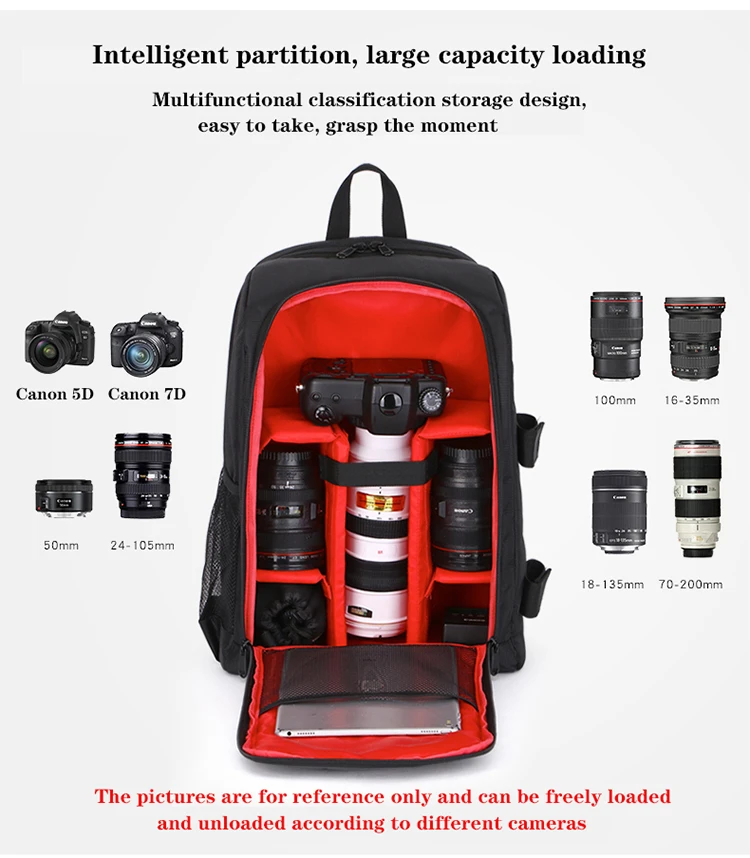Digitalkamera-Rucksack, Outdoor-Kameratasche mit großem Fassungsvermögen, Laptop-Rucksack, multifunktionaler praktischer Rucksack – Detail 4