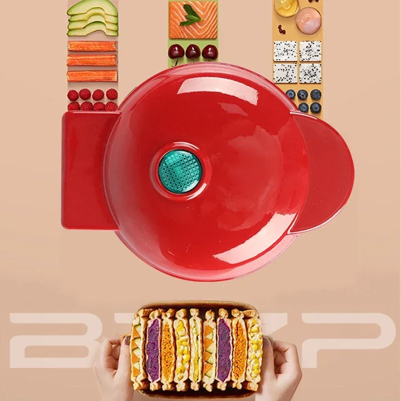 آلة صنع الوافل الكهربائية الصغيرة ، فرن كعكة البيض الفقاعي ، آلة البيض ، على شكل قلب الحب ، التسخين على الوجهين ، قوالب الإفطار