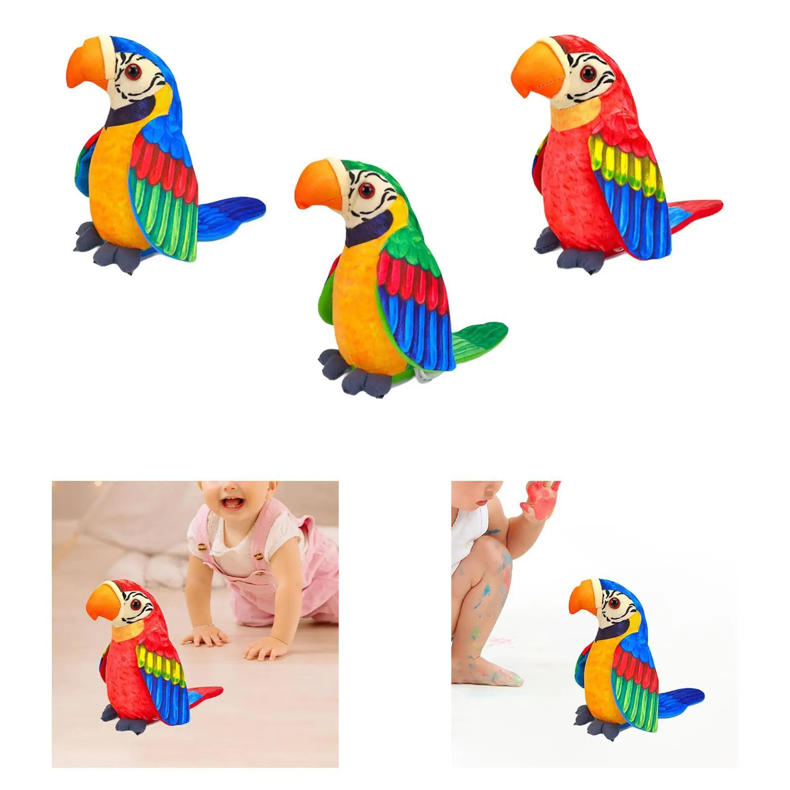 Simulated Electric Parrot Doll Animal Plush Toy Learn Speak Home Decorative
