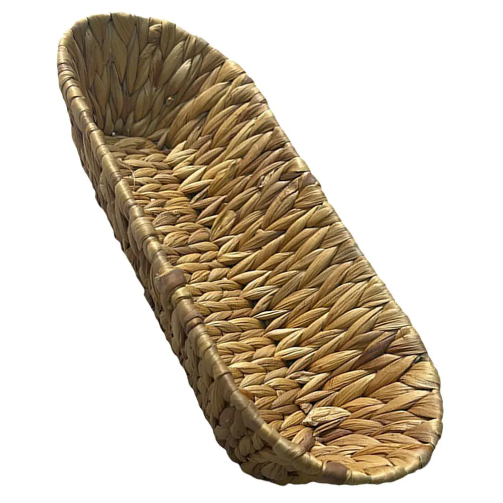 Woven Basket Fruit Tray Natural Storage Organizer For Kitchen Bread Snacks Candies Sundries Holder