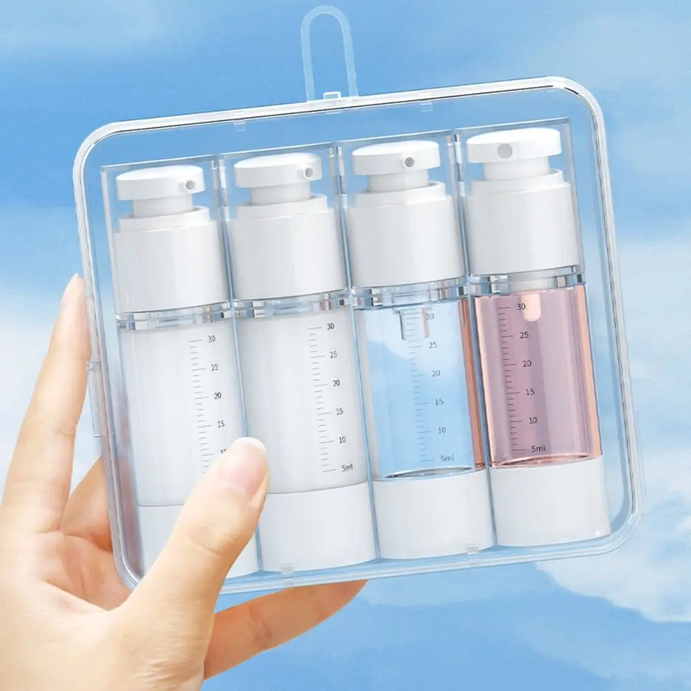 Transparentes Reise-Nachfüllflaschen-Set, wiederverwendbar, mit Aufbewahrungsbox, Shampoo-Leerbehälter mit Skala, platzsparend – Detail 12