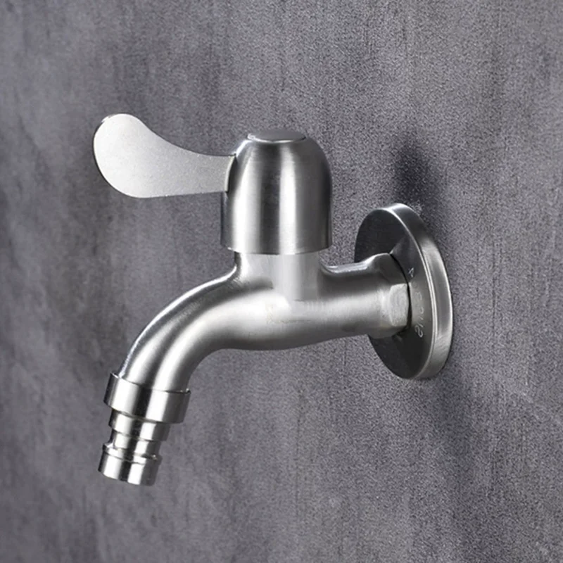 Stainless Steel Balcony Faucet Washing Machine Tap Outdoor Garden Water Tap Anti-rust Easy Installation