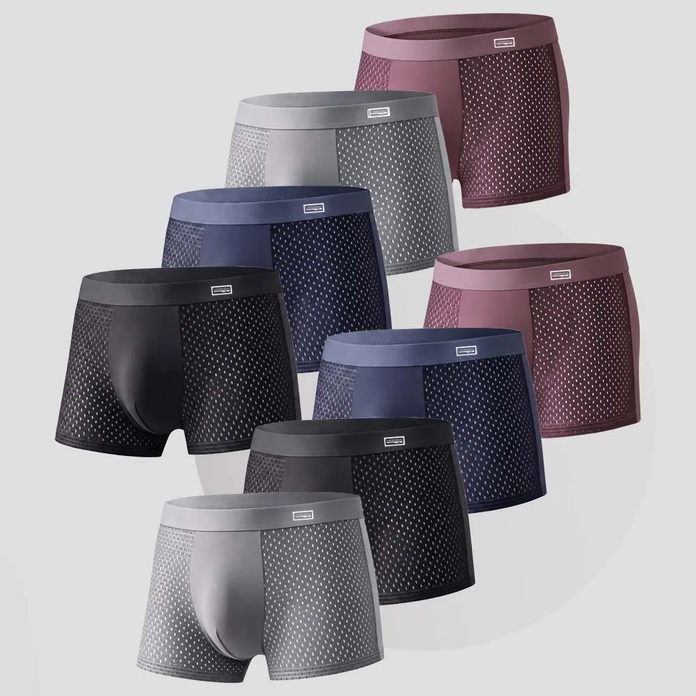 

8Pcs Men's underpants Bamboo underwear for men Mesh Breathable Men's briefs 3D Cutting U Pouch Design Boxers man