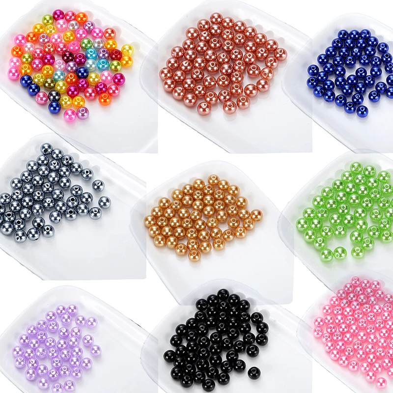 100pcs 6mm Imitation Pearl Beads Lot for Bracelet Colorful ABS Plastic Loose Spacer Beads Diy Jewelry Making Necklace Findings