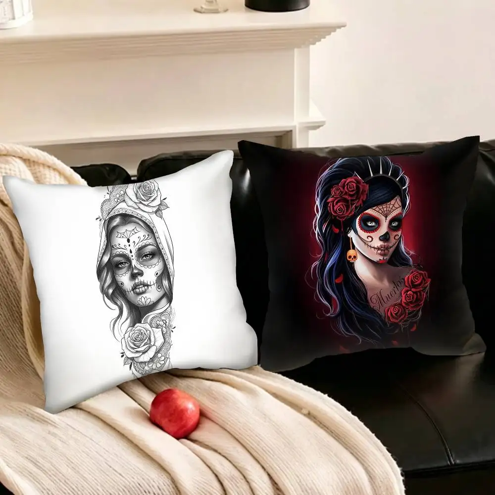 

S-Skull Girl C-Catrina Pillowcase living room sofa cushion cover bedroom room bed pillow cover home decoration