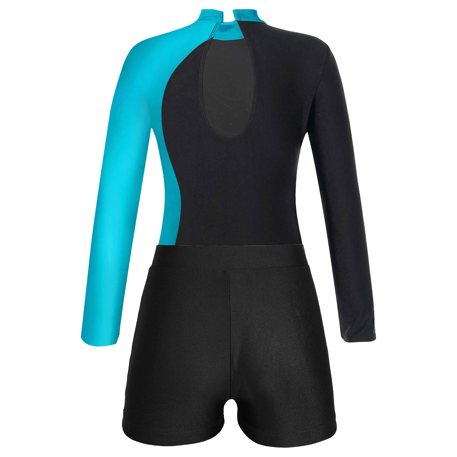 Justaucorps AqLeotard à manches longues avec short pour filles, tenues de ballet, costume de batterie, vêtements de danse Biketard, entraînement de danse, 2 pièces