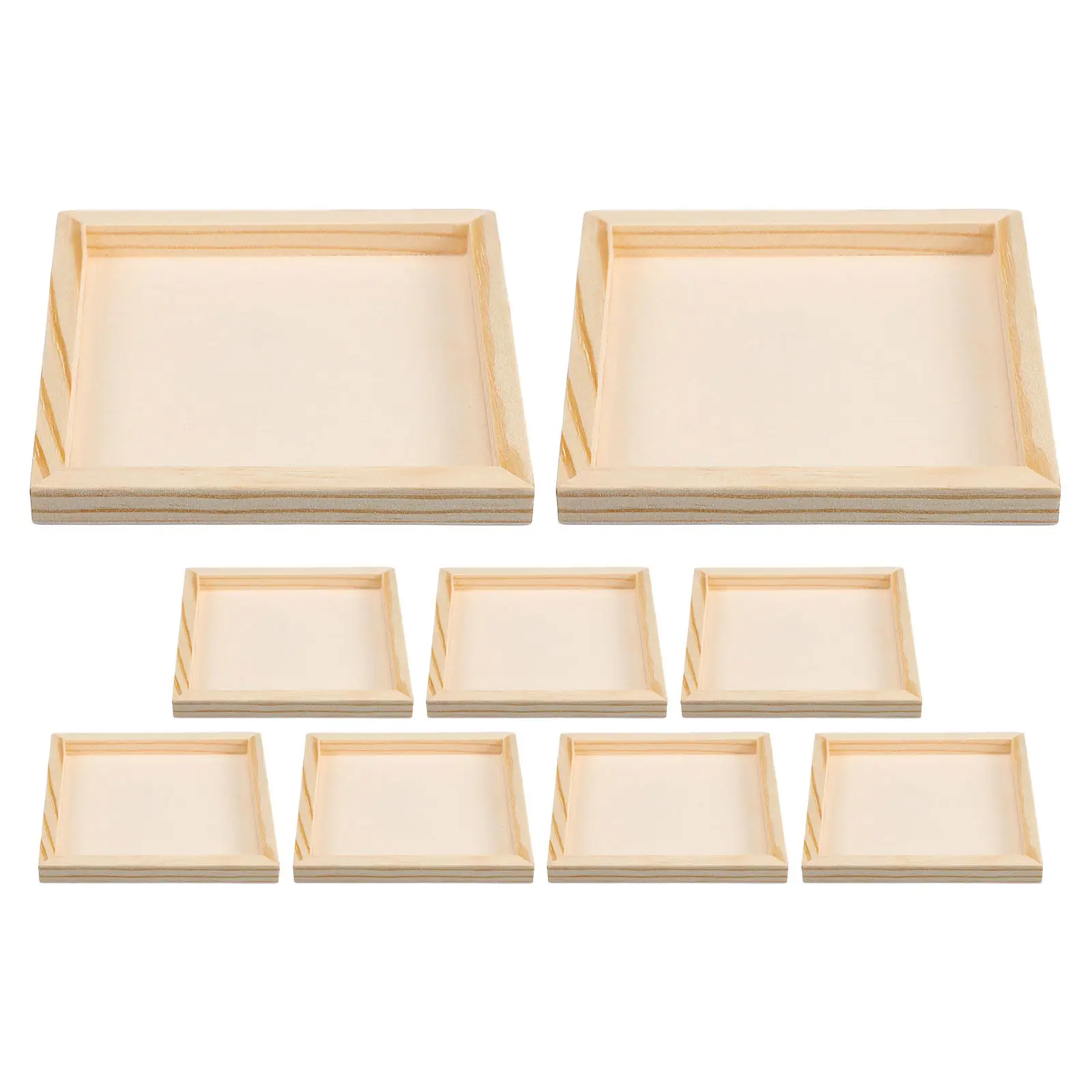 9Pcs Puzzle Tray DIY Six-Sided Square Wood Stackable Nested Organizer Modular Art Craft Painting Mixing Tray Puzzle Piece
