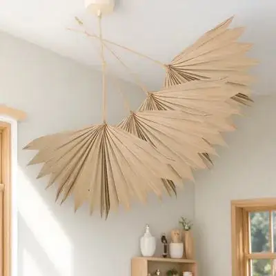 

4pcs Dried Palm Leaves Decor Wedding Wall Hanging Flower Arrangement Bohemian Leaf Ornament Festival Scene Natural Decoration