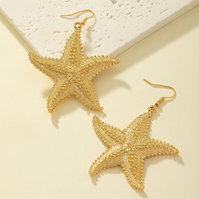 Starfish Metal Earrings For Women Girls Geometric Ear Accessories Party Gift Holiday OL Fashion Jewelry DE067