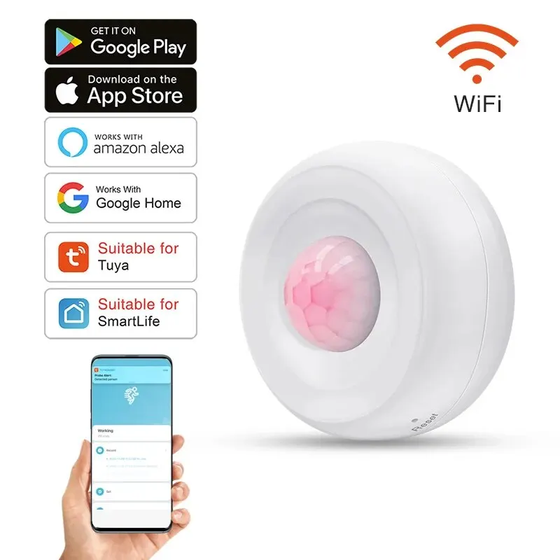 Tuya WiFi Smart PIR Motion Detection Sensor Security Burglar Alarm Sensor Smart Life App Control Support Alexa Google Home