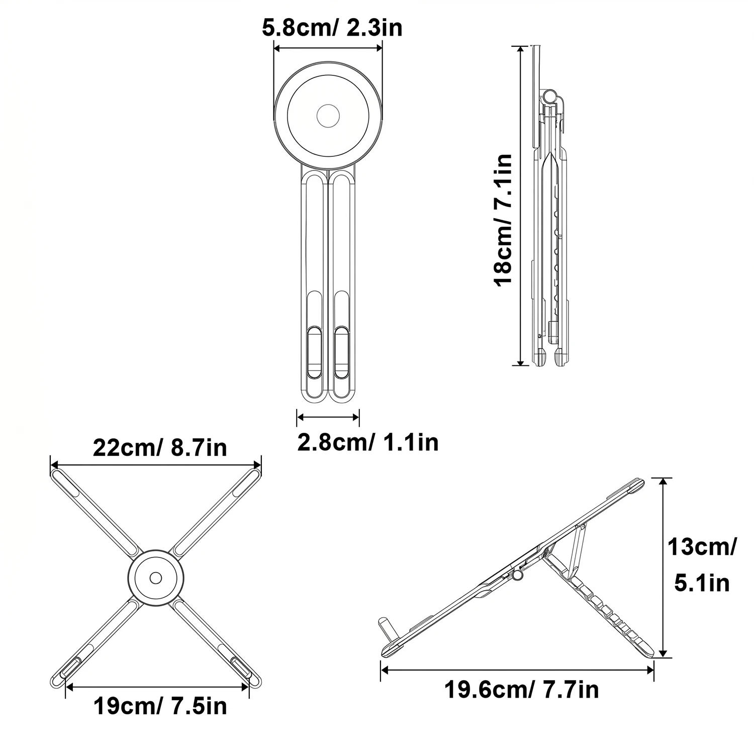 Portable Magnetic Phone Holder & Selfie Stick 3-in-1 Foldable Tripod Stand for iPhone iPad Tablet Laptop Desktop Use