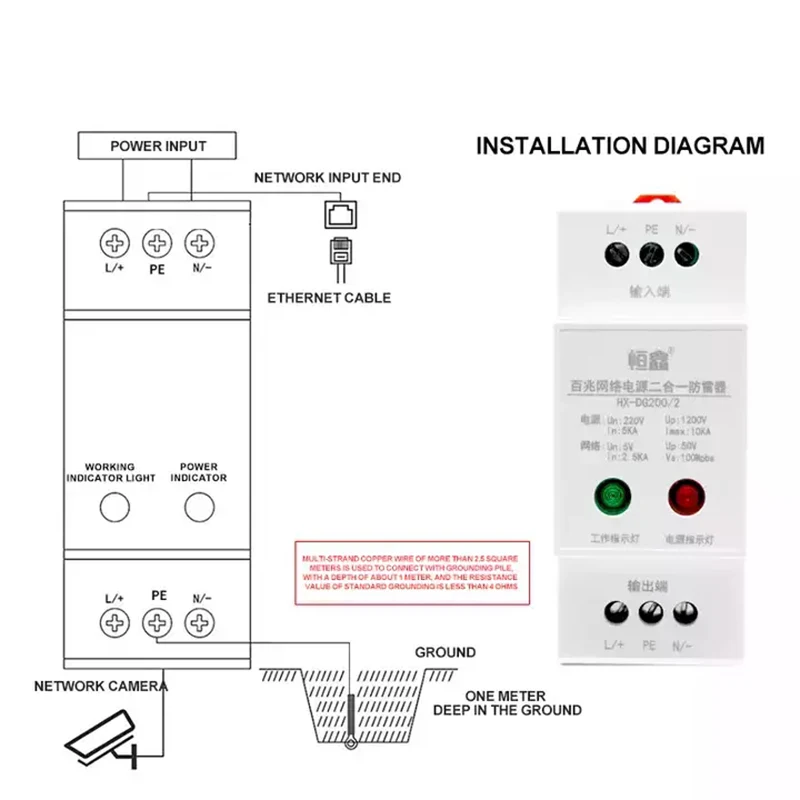 Alimentatore di rete per binari di guida 2 In 1 protezione contro i fulmini 10KA protezione contro le sovratensioni 220V UP 1200v dispositivo di protezione SPD