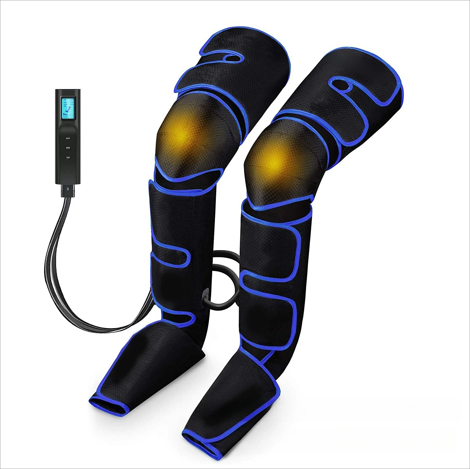 Air Compression Leg Massager with Knee Heating, Calf Foot Thigh Massager Wrap for Circulation Relief 3 Modes 3 Intensities