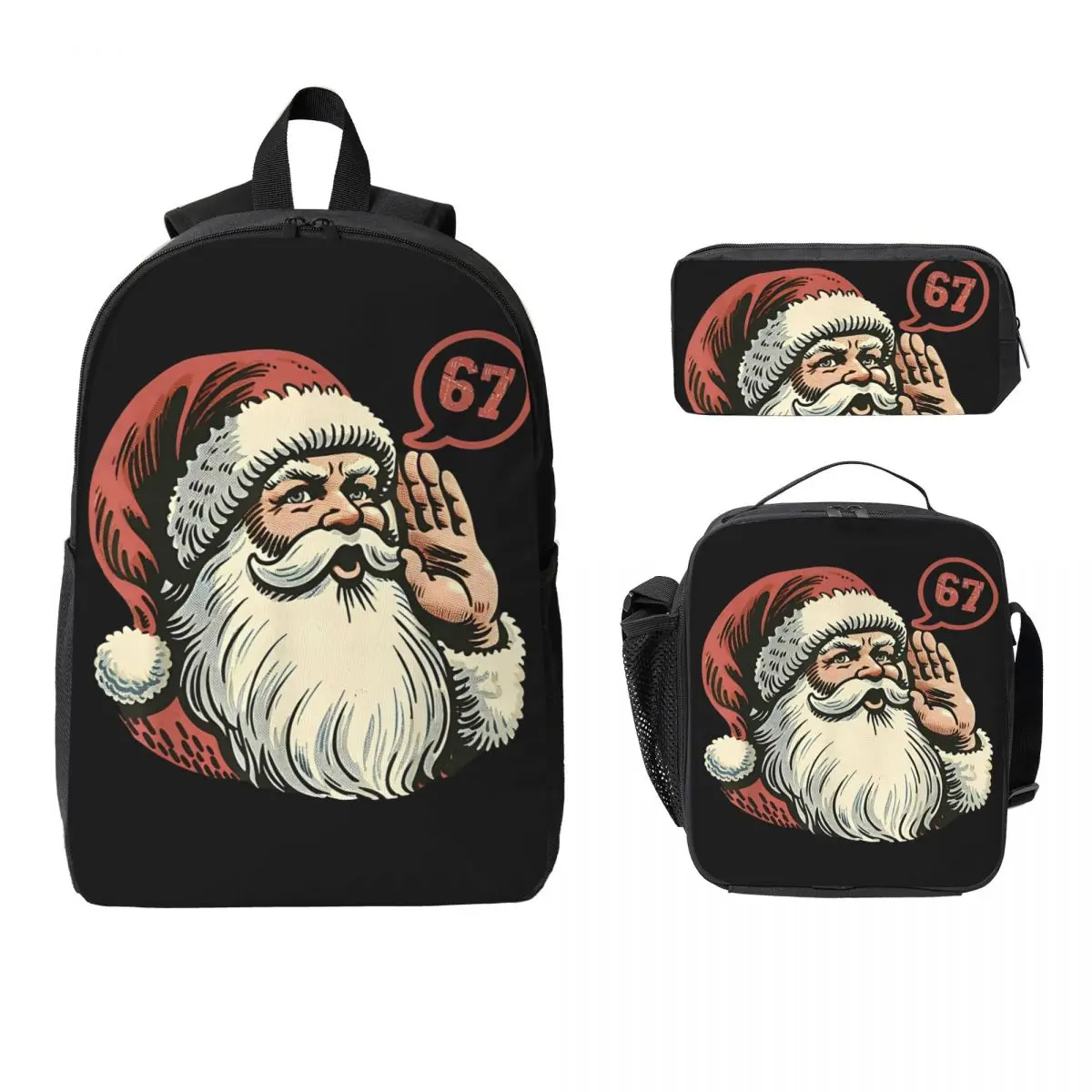 

3 вида/компл. 67 Рождественский шесть семи мозга Санта-Клаус рюкзак для мальчиков для мальчиков и девочек сумка на плечо сумка для обеда пенал