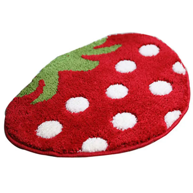 Cartoon Strawberry Shape Soft Flexible Carpet Mat Rug For Kid Floor Tapete Living Room Bathroom Kitchen Area Rug Home Decoration