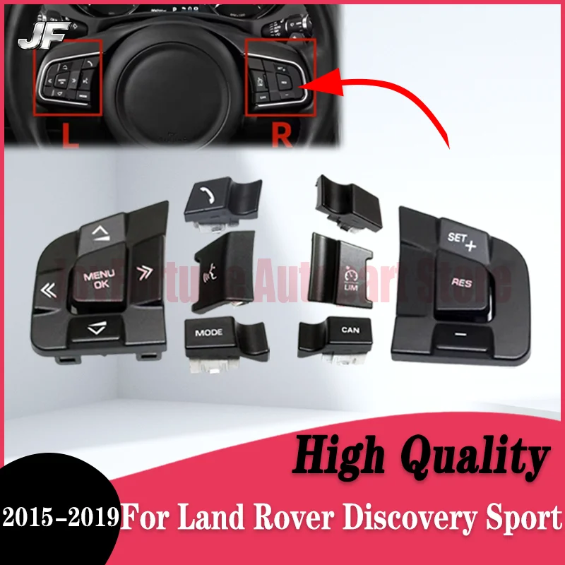

For Land Rover Discovery Sport 2015 2016 2017-2019 Multifunction Steering Wheel Switch Cover Lid Volume Control Button Cap Shell