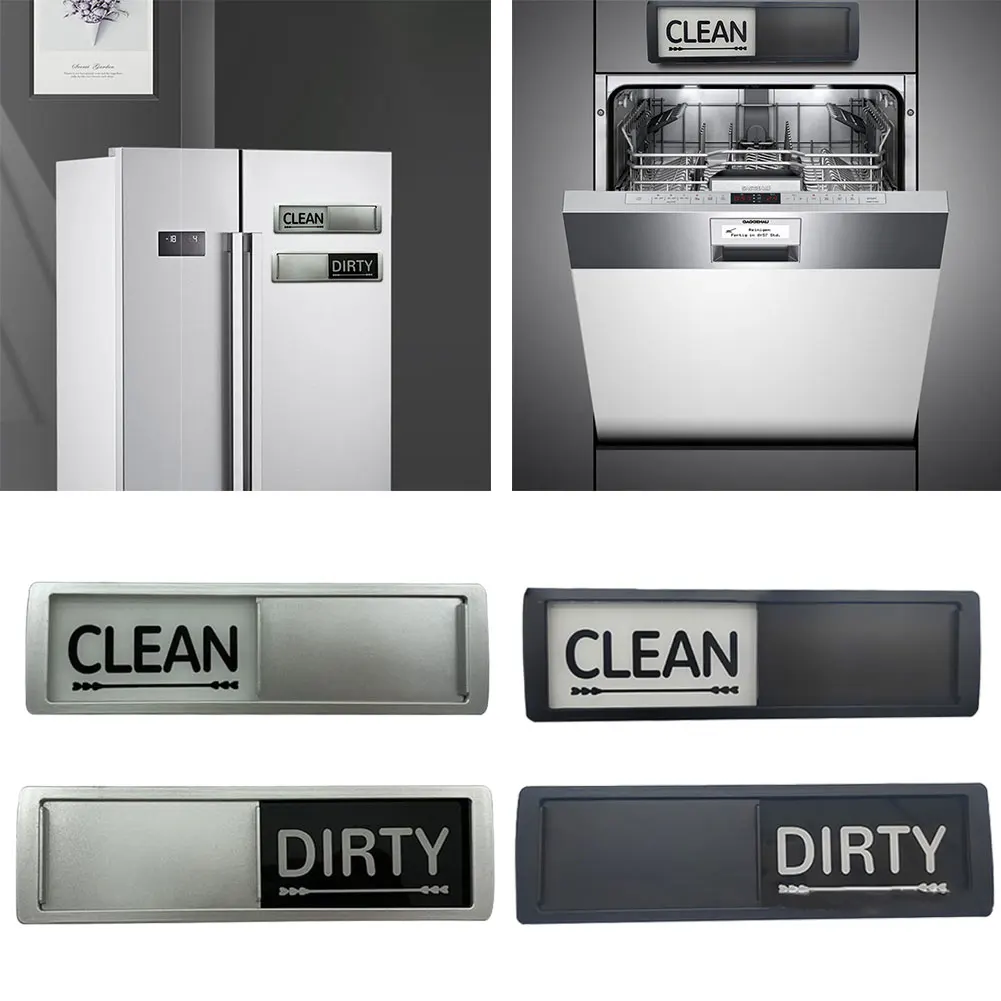 1Pc Dishwasher Sticker Fridge Magnet Clean/Dirty Sliding Indicator Sign Non-Scratch 17.8*0.6*5cm For Kitchen Supplies Home Decor