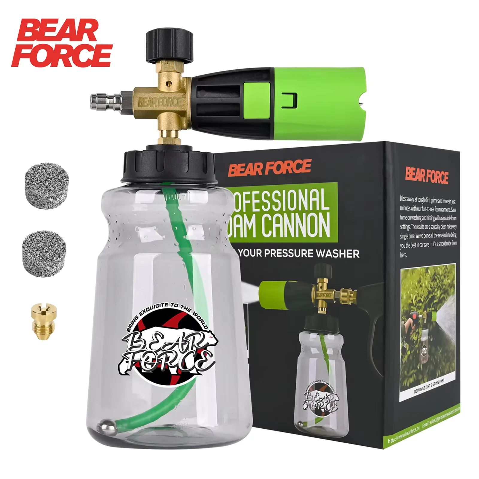 

BEAR FORCE Innovative Pressure Washer Foam Cannon Pro+Thicker Foam 3 Times of Life Blaster with One-Click Disassembly Technology