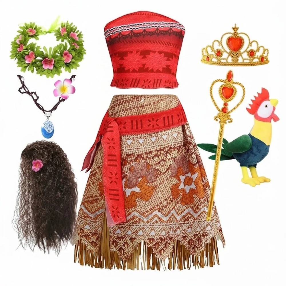 Moana Ocean Adventure Dress Kid New Movie Girls Halloween Cosplay Princess Disguise Carnival Vaiana Outfit Party Costume