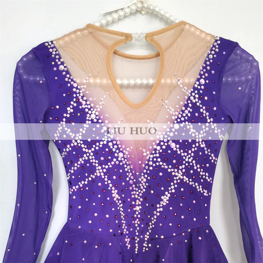 LIUHUO Ice Dance Figure Skating Dress donna Adult Girl Teens personalizza Costume Performance Competition Dance body Purple Kids