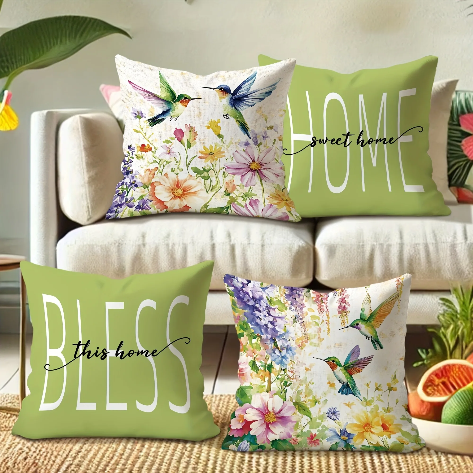 1pcs pillow case, bird, flower, Sweet home printed pillowcase, living room sofa chair cushion cover, bedroom room decoration