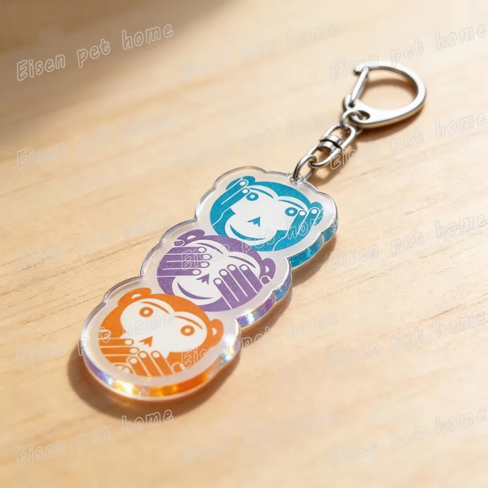 Three Wise Monkeys Keychain for Accessories See No Evil Monkey Meme Keyring Key Chains Jewelry Fans Boyfriends Gifts view 5
