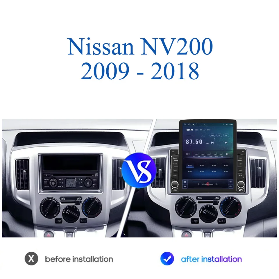 Carplay Android Auto 9.7‘’ Vertical Screen Car Radio Audio Stereo DVD Cassette For Nissan NV200 2009 - 2018 GPS Navigation HU BT
