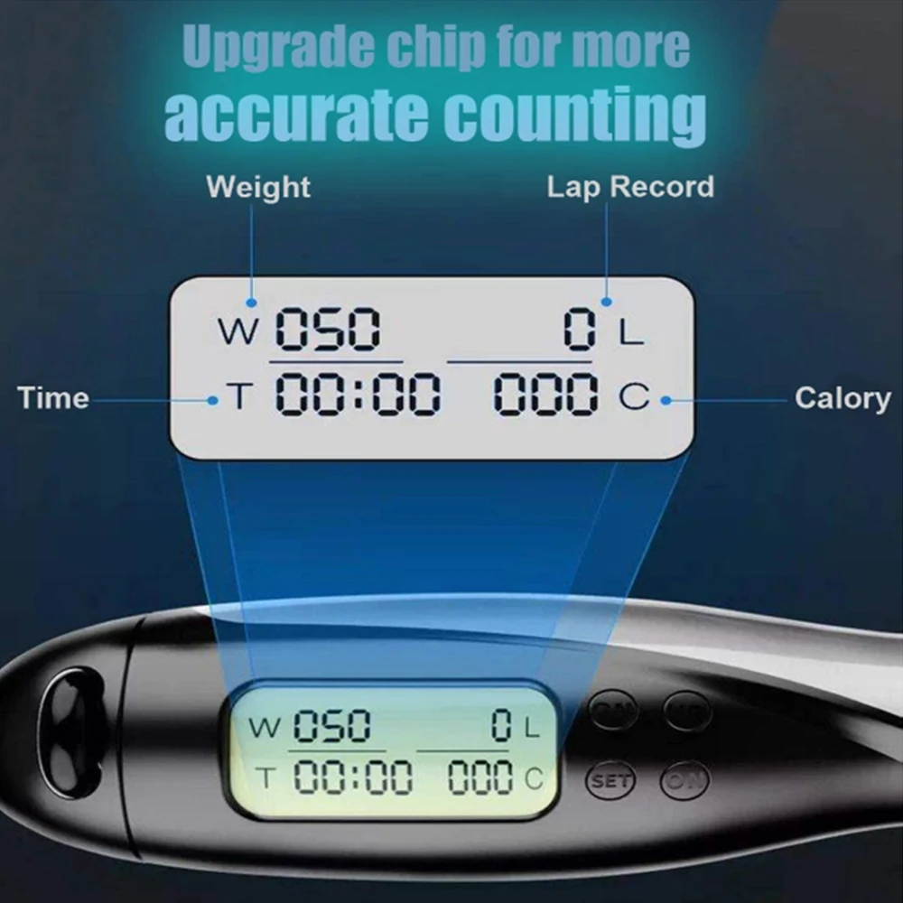 LED Display Digital Amount Of Calorie Time Setting Heavy Speed Cordless   Rope, Rope With Counter
