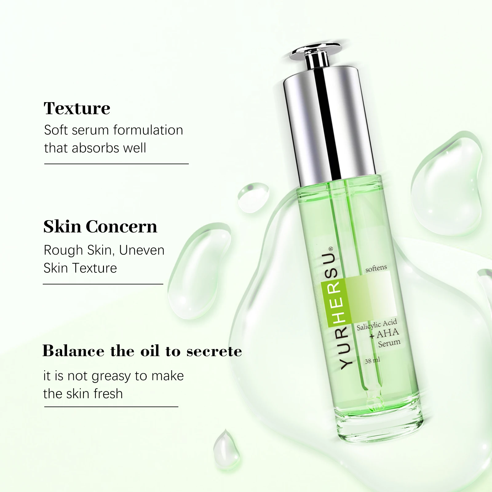 38 مللي حمض الساليسيليك حساسة المسام الوجه جوهر ترطيب ترطيب لطيف الرعاية تقليص المسام ضوء الماء الجمال مصل الوجه #4