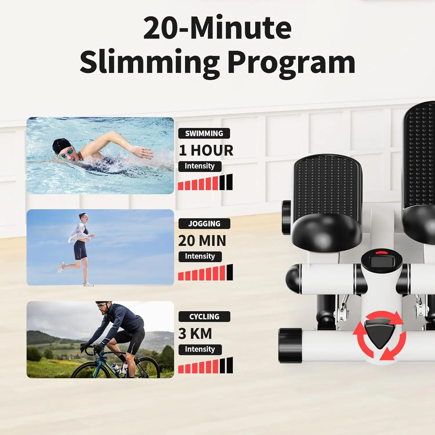 Total Body 2-in-1 Stepper Machine, Total Body Workout, Adjustable Hydraulic, Resistance Bands