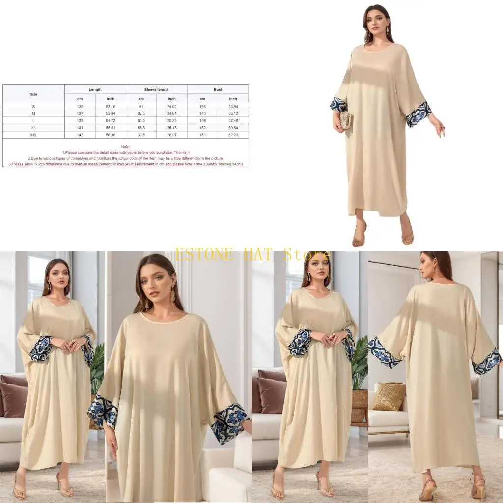 

49MF женское исламское платье Абая с длинным рукавом, свободное повседневное платье, полное покрытие, исламский халат Дубая, для