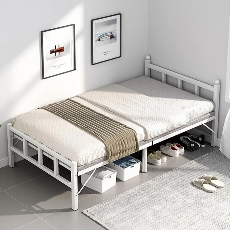

Folding Bed Household Foldable Simple Small Office Lunch Break 1.2m Single Rental Room Adult Iron Bedroom Bed