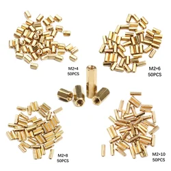 50Pcs M2 Hex Nut Spacing Screw Brass Threaded Pillar PCB Motherboard Standoff Spacer Kit 4mm/6mm/8mm/10mm