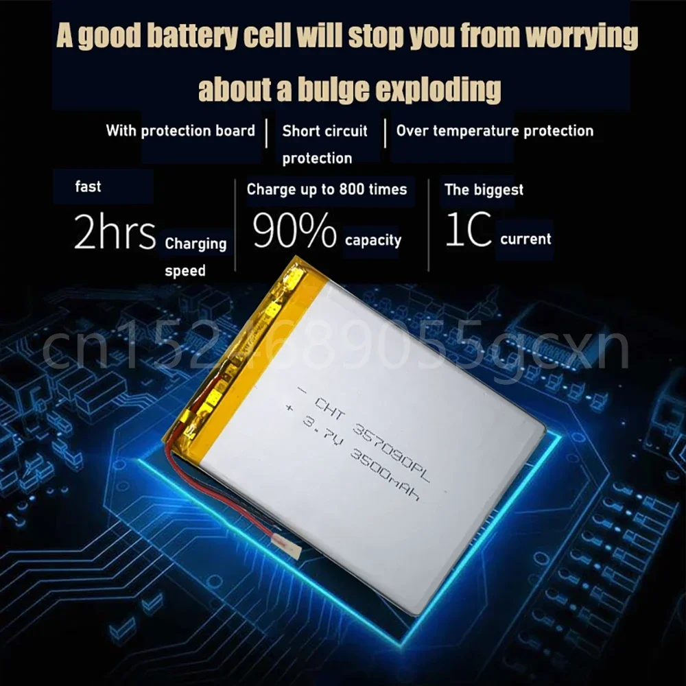 เซลล์ลิโป 3.7V 357090   แบตเตอรี่ลิเธียมโพลิเมอร์แบบชาร์จไฟได้ 3500mah สําหรับ Suo Lixin S18 7/8/9 นิ้วแท็บเล็ตพีซี MP3 ไฟฟ้าของเล่น