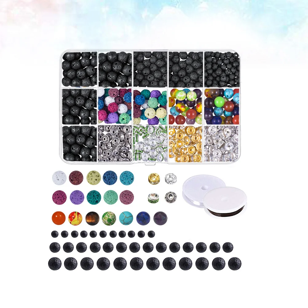 

Beaded Jewelry Accessories Volcanic Rock Lava Stone Beads Kit DIY Supplies Bracelet Necklace Craft Project Gifts String Beads