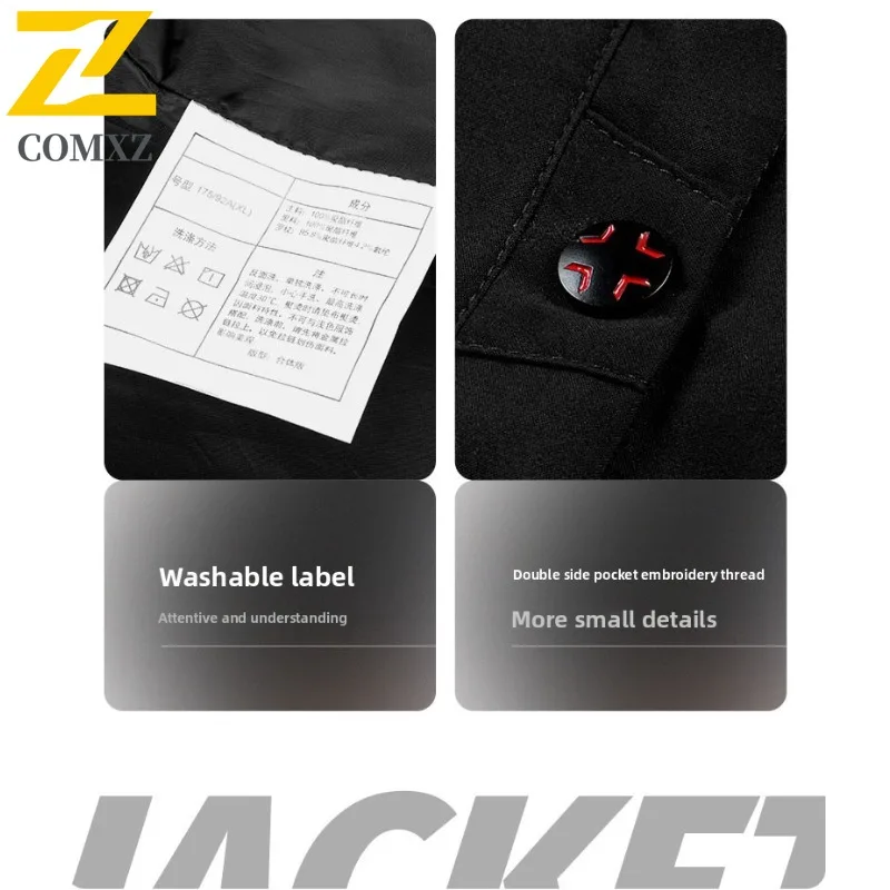 COMXZ Jaket Pilot Kerah Bulat Hitam Lengan Panjang Musim Semi Gugur untuk Pria, Mantel Bisnis Ukuran Besar, Atasan Kasual Impor 2025
