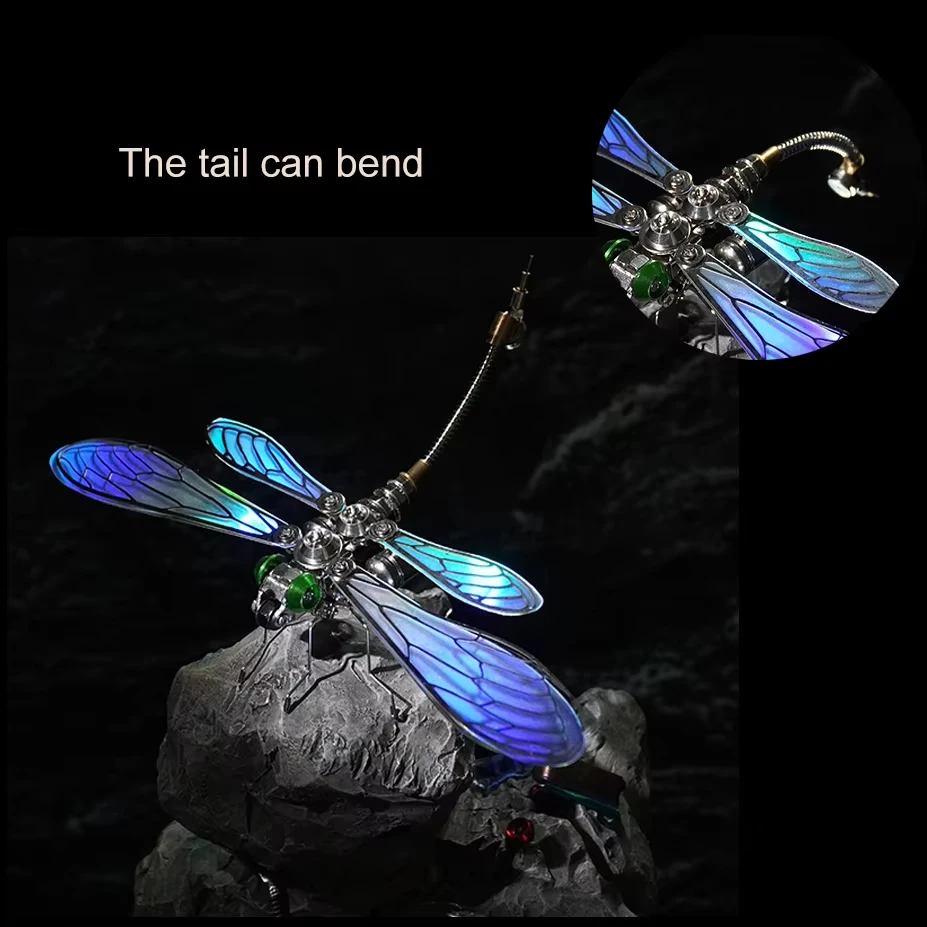 Ensemble mécanique Punk à monter soi-même, libellule en métal 3D léger, Puzzle en acier inoxydable, Kit de modèle de décompression, jouet cadeau personnalisé