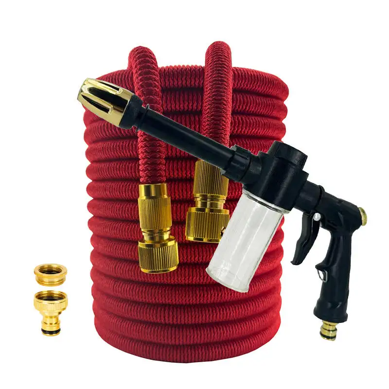 25FT-100FT Flexible Garden Hose Extensible Magic Hose Courtyard Daily Irrigation Tool High Pressure Car Wash Foam Pot Water Gun
