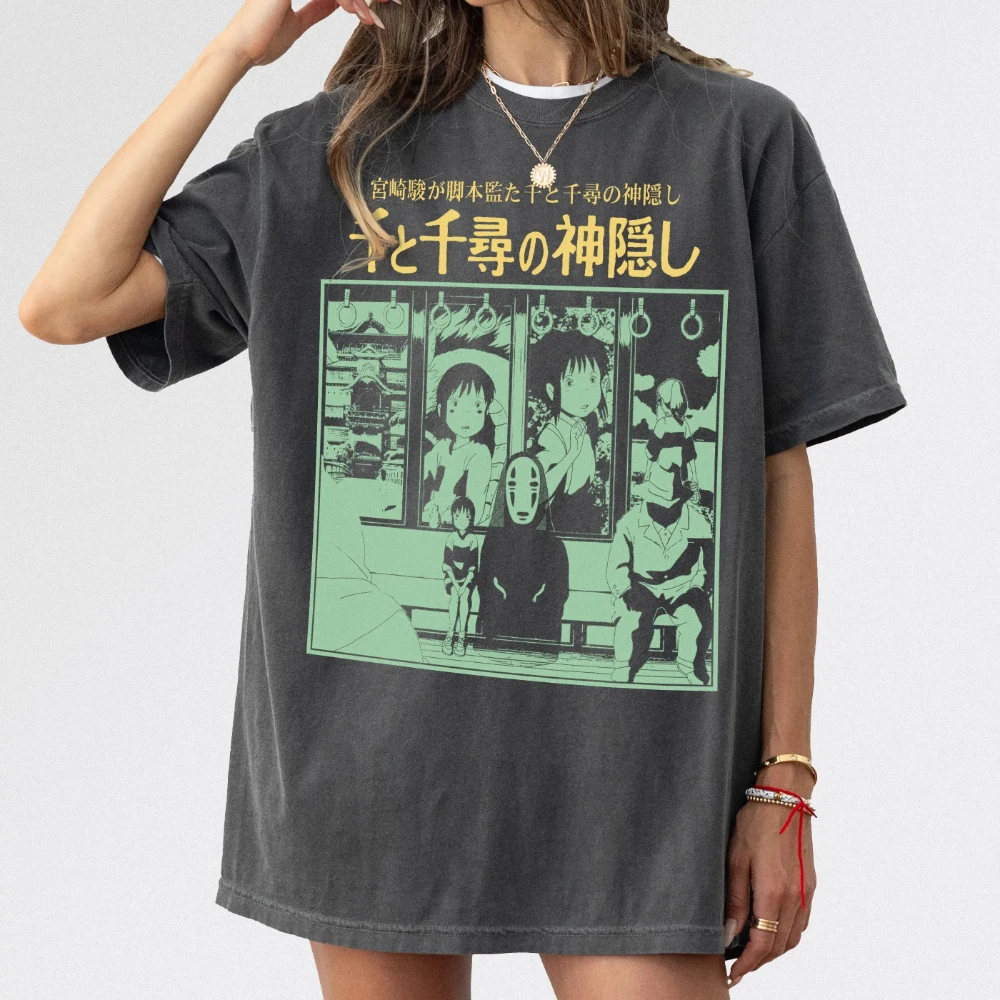 T-shirt graphique rétro de l'anime « Spirited » version 2001, T-shirt graphique No Face Haku, t-shirts graphiques d'été en pur coton pour couple