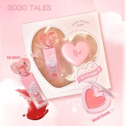 GOGO TALES Makeup Set Matte Blusher Mirror Hydration Lip Gloss Kit Beauty Gift Set Cosmetic Makeup