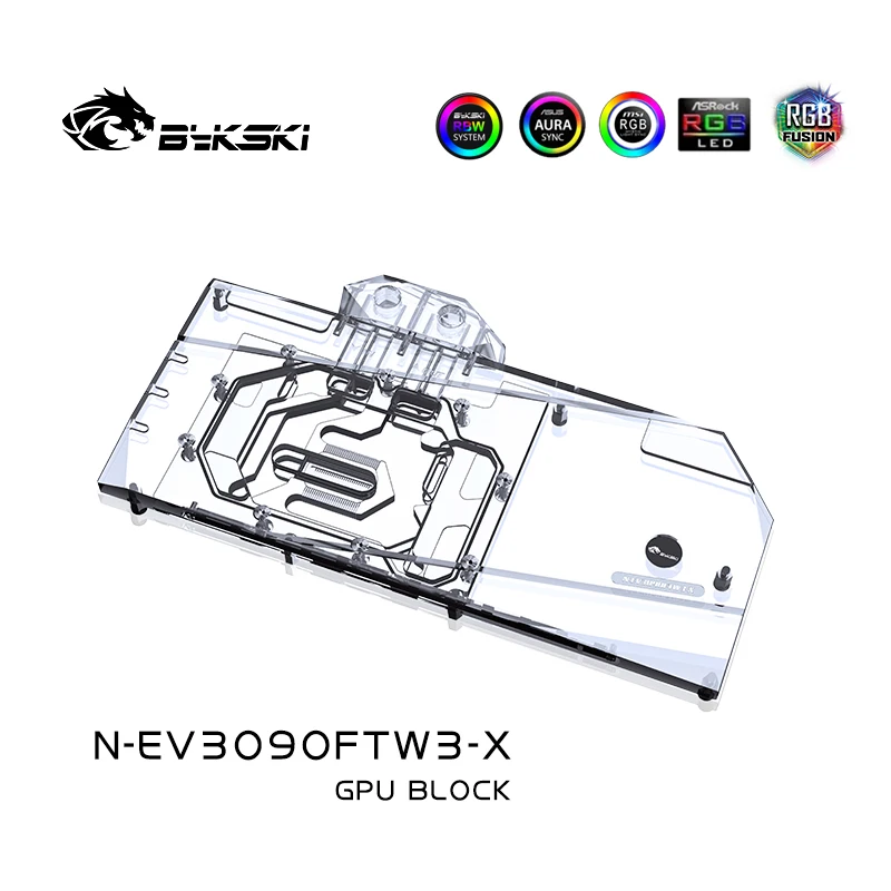 Bykski製EVGA RTX3090 3080Ti 3080 FTW3 ULTRA GAMING用カスタム水冷ブロック、フルカバークーラーGPU水冷装置