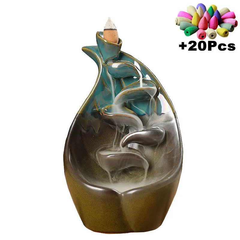 Gift Pear Shaped Backflow Incense Waterfall Aromatherapy Furnace Censer Holder Home Decor