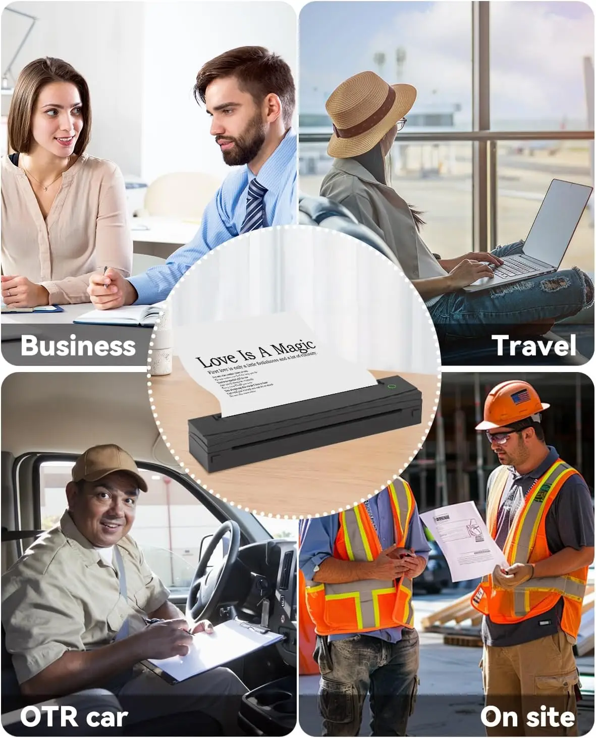 Wireless Bluetooth Tattoo Printer Portable A4 Thermal Printer Support 8.5 "X 11" US Letter&A4 Size Compatible with Phone Laptop